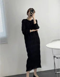 2025 Sweet Gentle Wind Collar Folded Texture Loose Dress Female Thin Temperament Elegant