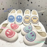 Winter Women's Shoes Retro Smile Face Design Slippers for Home Fluffy Faux Fur Flats High Quality Version Woman
