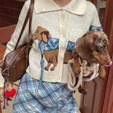 Puppy Pattern Cardigan- Outfit