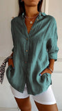 New Single-Dran Buckle Folding Collar Shirt Burst Lady Solid Color Can Sleeve