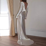 Women's Sexy Dress Dress Dress Bare Back Solid Round Dress Fishtail