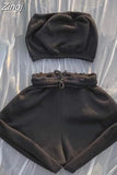 Basic Tracksuit 2 Two Piece Sets for Women Clothing Strapless Top+shorts Wholesale Suits Summer Trend Casual