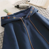 Design Sense Hoodies Women Casual Fashion Hoodie Autumn Winter Plus Velvet Thick Niche Embroidered Hooded Jacket
