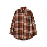 Vintage Plaid Print Thick Long Sleeve BlouseOutfit