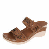 Summer Retro Leisure Flowers High Heel Woman's Slope And Slippers Breathable Feet