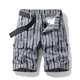 Vertical Pattern Beach Shorts 2021 Summer Pure Cotton Zipper Casual Pocket Regular Five-Point Pants Military Cargo