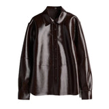 Burgundy Pu Leather Jacket And Mini Skirt-Outfit
