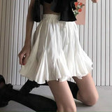 White Pleated Frill Mini Skirt-Outfit