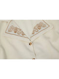 Women Shirts Fashion Vintage Embroidery Blouses Loose Casual Long Sleeve Turn-down Collar Female Office Ladies Blouse