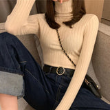 Women Pullover Sweater Soft Slim Elastic Autumn Knitted Jumper Fashion Long Sleeve Korean Ladies Top New