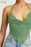 Sexy Women Sparkly Halter Tank Crop Tops Backless Chains Linked Sleeveless Rhinestones Glitter Mini Vest Club