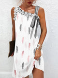 New Women Commute Pullover Dresses 2022 Summer V Neck Patchwork Sleeveless Dress Female Sexy Back Cardigan Dresses