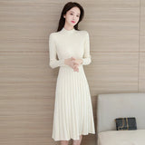 Winter O Neck Thick Maxi Knit Sweater Pullovers Dress Women's Basic Aline Sweater Female Long Party Casual Office