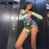Cyber Y2K Aesthetics Hollow Out Print 3 Piece Suits Retro 90s Streetwear Patchwork Crop Tops Slit Mini Skirt Co-ord