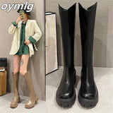 boots women's 2022new autumn and winter boots round toe small fragrance thick heels thin women's boots but knee boots