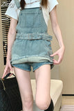 Denim Camis Dresses High Waist Light Blue Belt A-Line Slim Fit Summer Mini Dress Korean Chic Y2k Bodycon Skirts