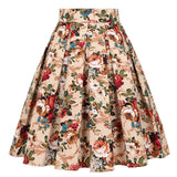 Green Pleated Short Skirts High Waist Cotton Hepburn Style Casual Summer Beach Boho Skater Retro Vintage Party