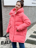 2023 Winter Women Mid-long Parkas Jackets Casual Thick Warm Hooded Pattern Coat Female Winter Outwear Jacket