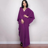 Multicolor V-neck Batwing Sleeve Plus Size Loose Maxi Dress For Women Summer Beach Wear Kaftan Long Bathing Dresses