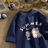 Aesthetic Kitten Print Oversized T-shirt-Outfit