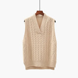 pullover sweater vest women 2021 autumn new loose net red V-neck waistcoat wool knitted vest
