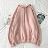 Cotton Hoodies Women Fashion Solid Color Casual Hooded Sweatshirt Streetwear Loose Hip Hop Pullover Hoodie Couple