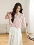 2025 New Denatry White Shirt Lady Long Sleeve Spring Commuting Professional Shirt Temperament