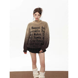 Letters Embroidery Mink Cashmere Long-sleeved Sweater Women Autumn New Korean Gradient Loose Casual Knitted
