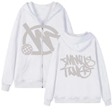 Zipper Hoodie Minus Two Pattern Printing Solid Color Oversized Clothing 2023 New Punk Harajuku Leisure Best Selling