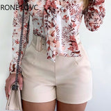 Women Tie Neck Botanical Floral Print Casual Blouse Long Sleeve Top Women Tops and