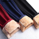 Winter Thick Warm Cashmere High Waist Black pencil Pants Women High Elastic Skinny Stretchy Ladies Trousers woman