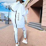 Women Elegant Zipper Sweatshirt Pullover & Elastic Waist Pants Tracksuit Casual Solid Sports Suit Autumn Winter Fleece 2pcs