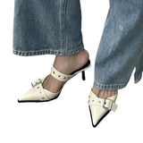 Summer Pointed Belt Buckle And Half-Slipper Female Bag Head Silver Back High And Lady Cold