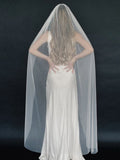YouLaPan V30 1 Tier Wedding Veil Fingertip Veil Soft Single Tier Bridal Veil Cut Edge Elegant Soft Italian Tulle Veil with