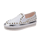 Flats Loafers Shoes Comfortable Leather Casual Shoes New Rivet Slip on Flat Shoes Women's Sports Shoes Zapatillas