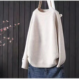 Women's Spring And Autumn 2025 New Inside And Outside Wearing Loose Lazy Sealed Ocean Round-Neck Literary And Art Knitted