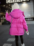 Women Winter Tooling Hooded Down Jacket Women's Korean Version Solid Colors Loose Thick Warm Down Puffer