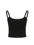 Zingj Fake Two-piece Crop Top Casual Patchwork Sleeveless Fashion Camis Vintage y2k Women Summer Tees Ladies Mini Vest 211-0-Outfit