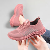 Women Shoes Fashion Mesh Breathable Socks Shoes Female Lace Up Flat Casual Sneakers Comfortable Light Ladies Tennis