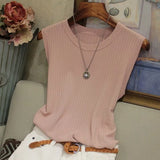 Women Clothing Knitted Vests Women Top O-neck Solid Tank Tops Blusas Summer Fashion Female Sleeveless Thin Tops