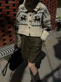 Buttoned Retro Printed Cardigan- Outfit