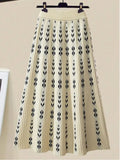 Warm Knitwears 3 Pieces Set For Womens Outfit Korean High Quality Pullover Knitted Sweater+print Pleated Skirts Sets