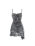 Strap Halter Sexy Leopard Backless Dress Fashion Elegant Y2k Sequins Sleeveless Club Party Dresses Bodycon 2023