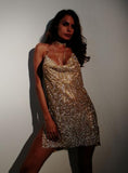 Metal body chain slip Summer Dress Women Bling diamond Beach bodycon dress Sequin Night club Party ladies dresses