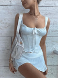 Tie Front Satin Corset Top- Outfit