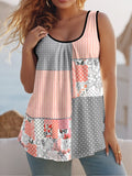 Round Collar Vest New Art Splicing Pattern 3D Digital Printing Sleeveless Women's Folding