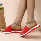 summer new spot one word knitted sponge cake thick bottom sandals and slippers women's large size sandals and