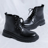 Zingj Fall Winter Side Zip Martin Shoe Fall British Black Platform Short Boots