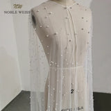Pearls Long Wedding Wrap Tulle Party Shawl BOLERO Floor-Length Bridal Cape Elegant Wedding