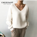 Pullover Sweater Women V Neck Loose Sweater Korean Style Knitwear Jumpers Autumn Fall 2019